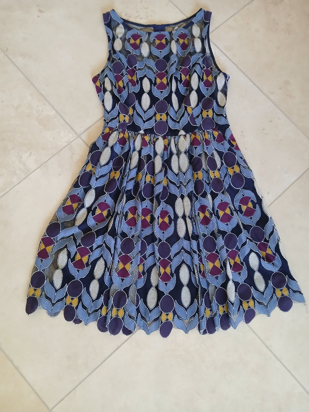 Maeve Navy Multicolor Geometric Tank Dress
